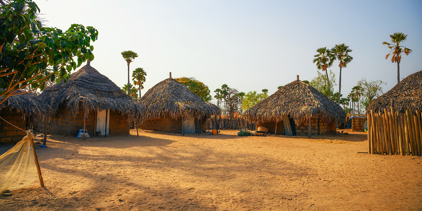 Traditional village with clay houses in Senegal, Africa